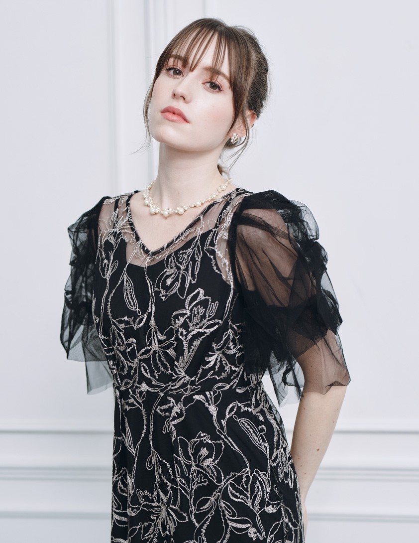 【LE’RURE】フルーフィスリーブペンシルワンピース の画像6