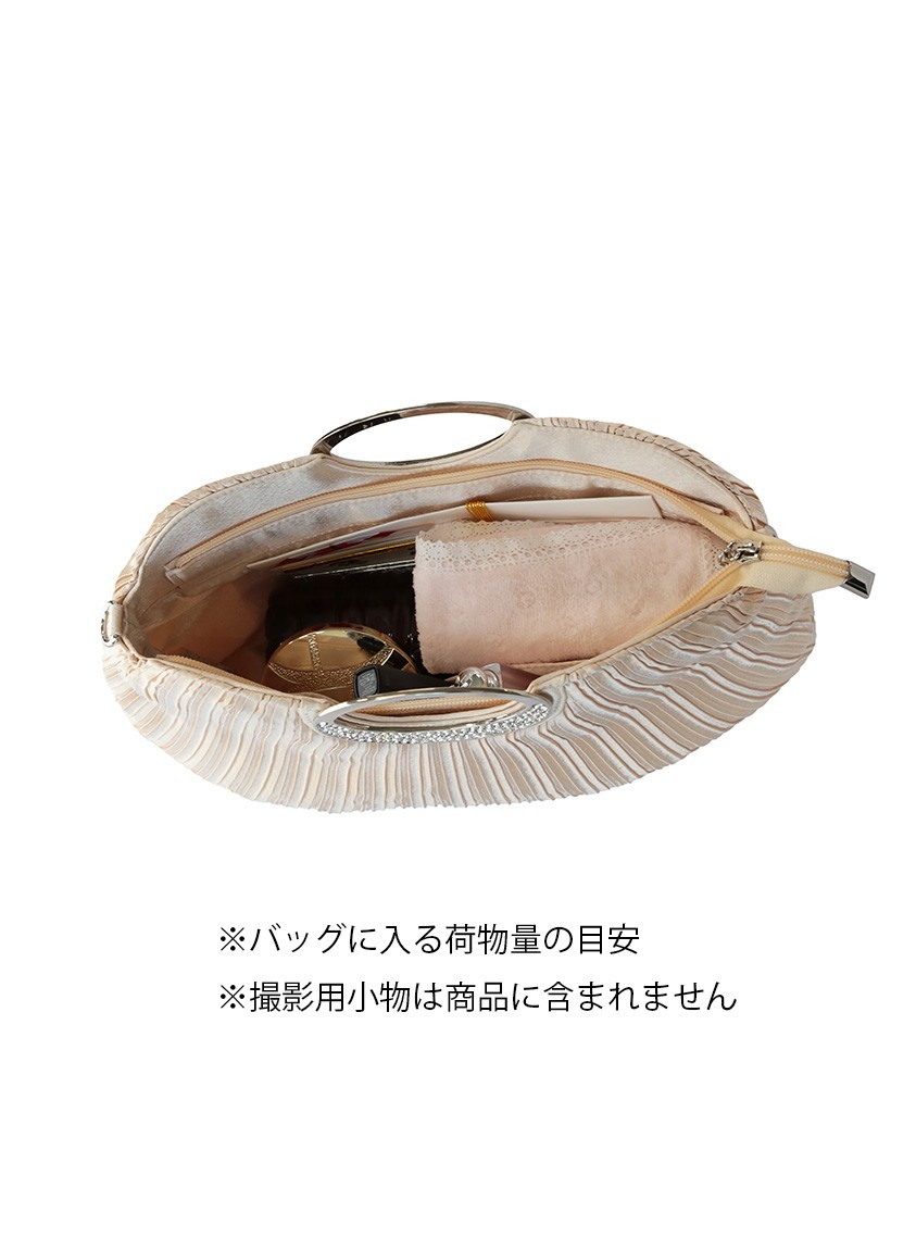 プリーツサテンマル取手ダイヤビジュバック の画像5