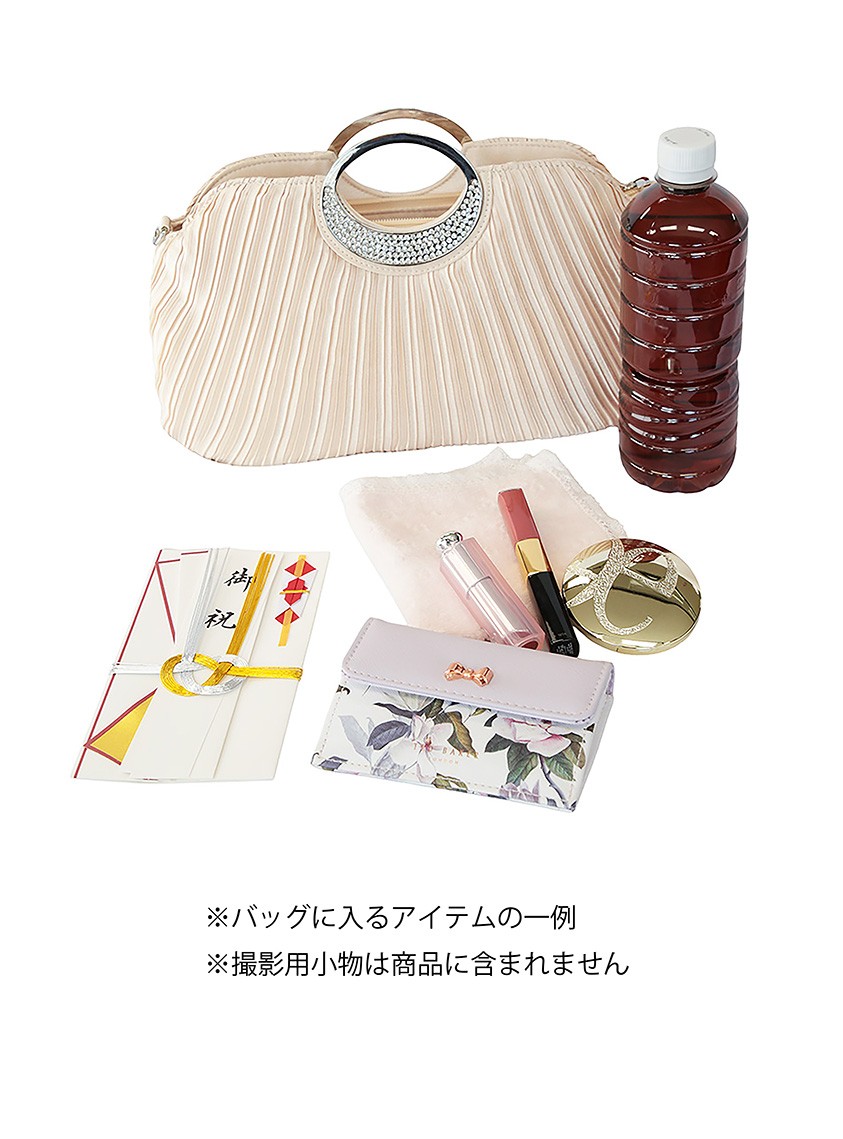 プリーツサテンマル取手ダイヤビジュバック の画像6