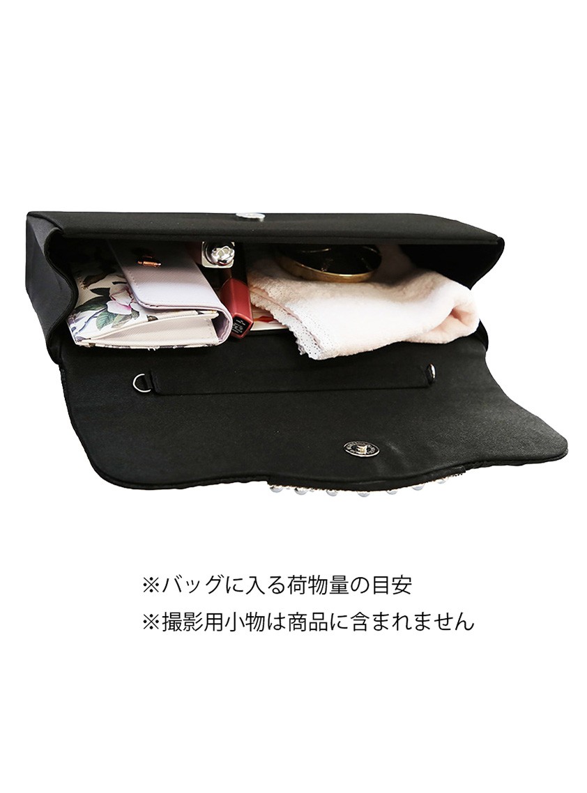 パールビジュ付きシャーリングクラッチバッグ の画像4