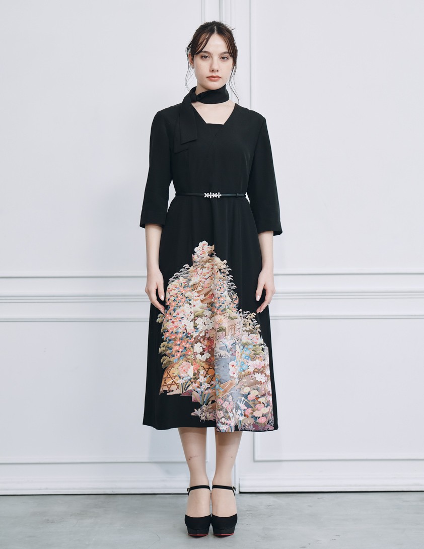 着物リメイクスクエアネックドレス の画像1