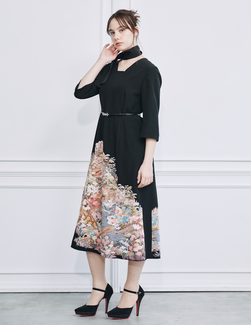 着物リメイクスクエアネックドレス の画像2