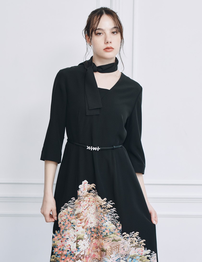 着物リメイクスクエアネックドレス の画像4