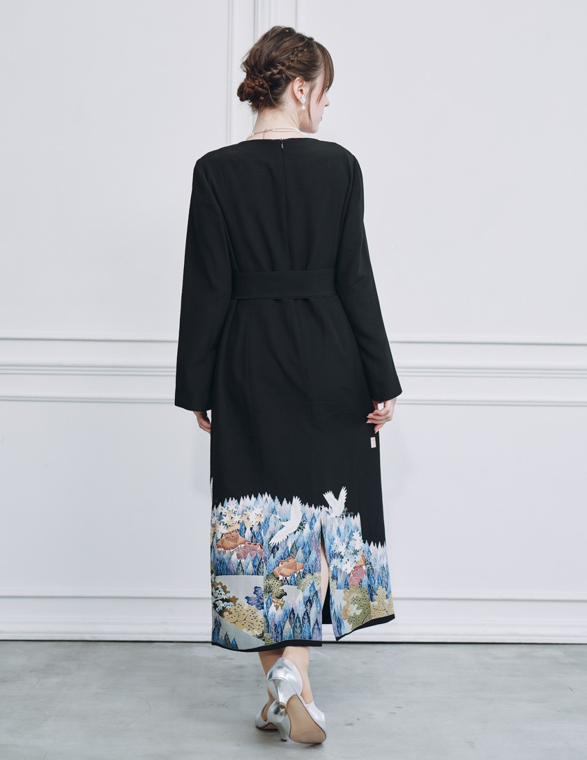 着物リメイクスリット入りスリーブドレス の画像3