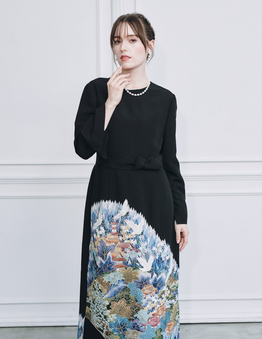 着物リメイクスリット入りスリーブドレス の画像4