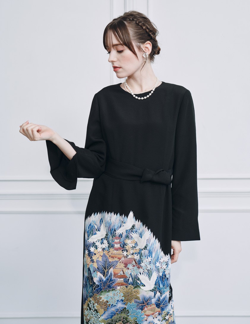 着物リメイクスリット入りスリーブドレス の画像5