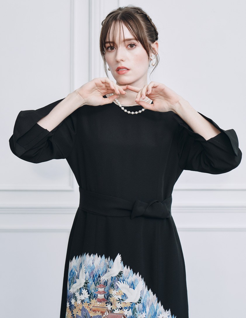 着物リメイクスリット入りスリーブドレス の画像6