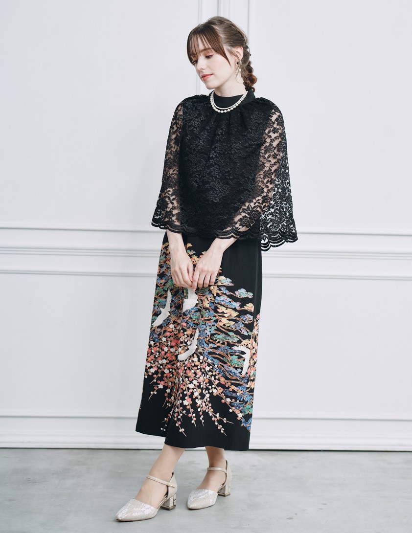 着物リメイクレースケープドッキングドレス の画像2