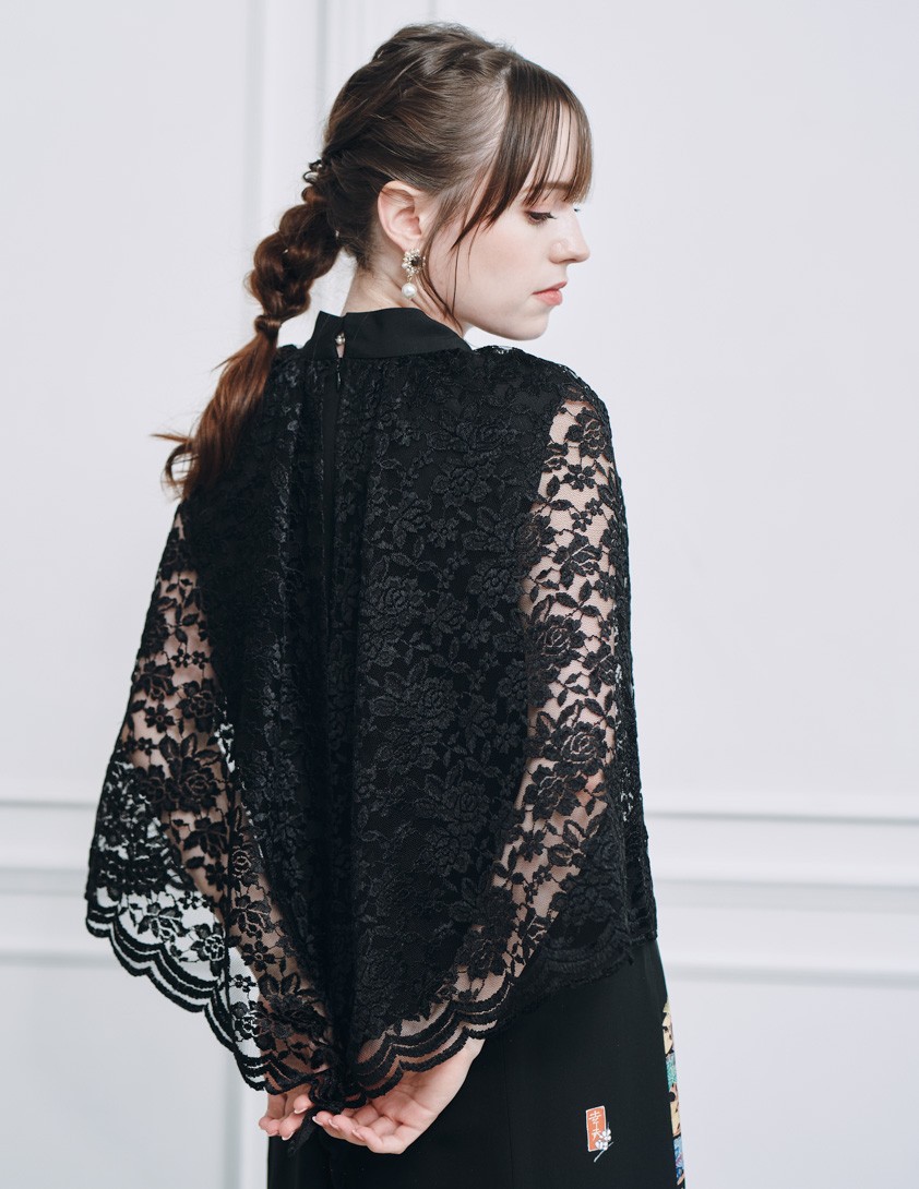 着物リメイクレースケープドッキングドレス の画像5