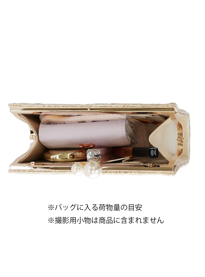 がま口パール花柄刺繍クラッチバッグ の画像4