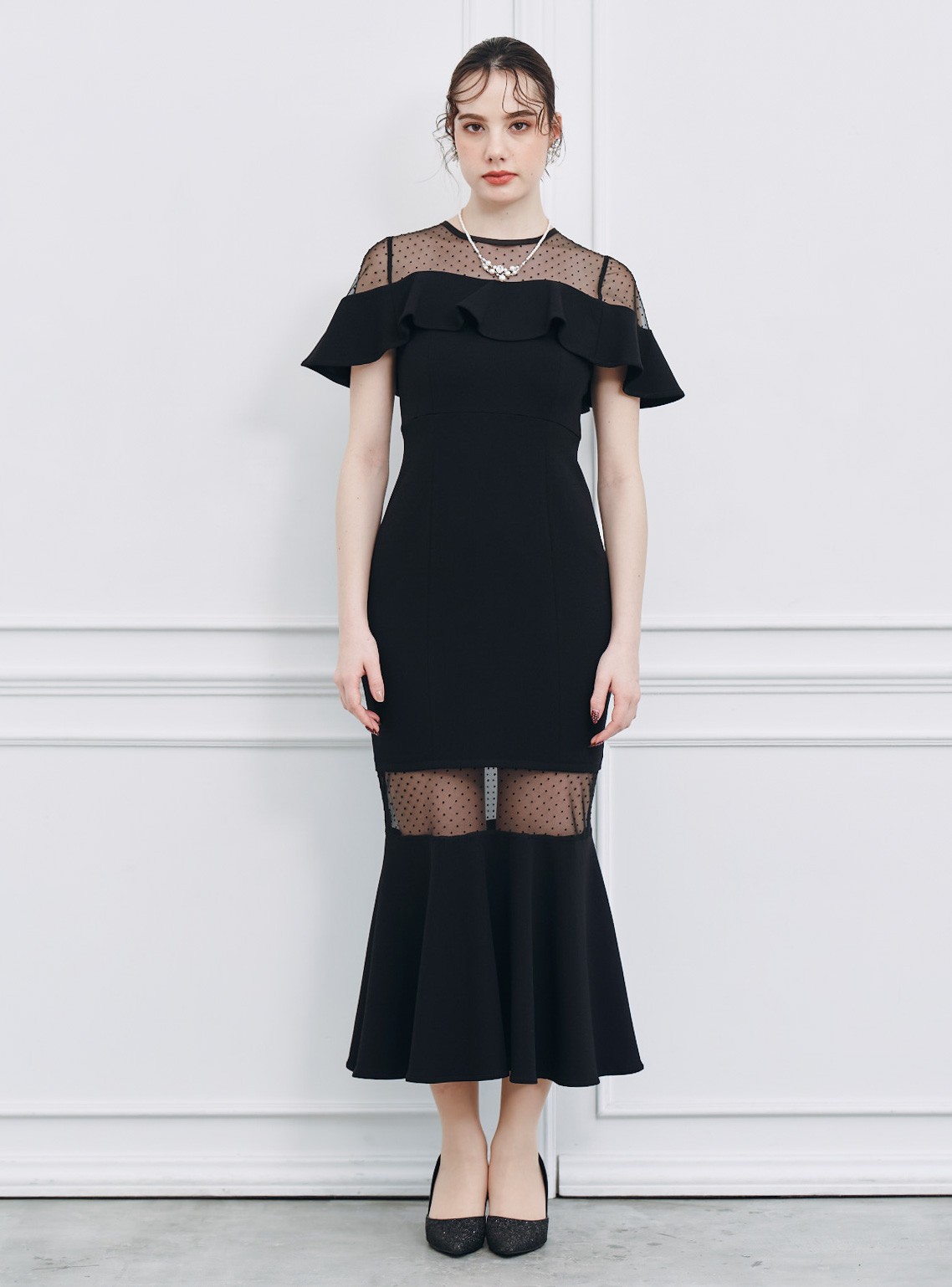 【SNIDEL】シアーデコルテマーメイドワンピース の画像1