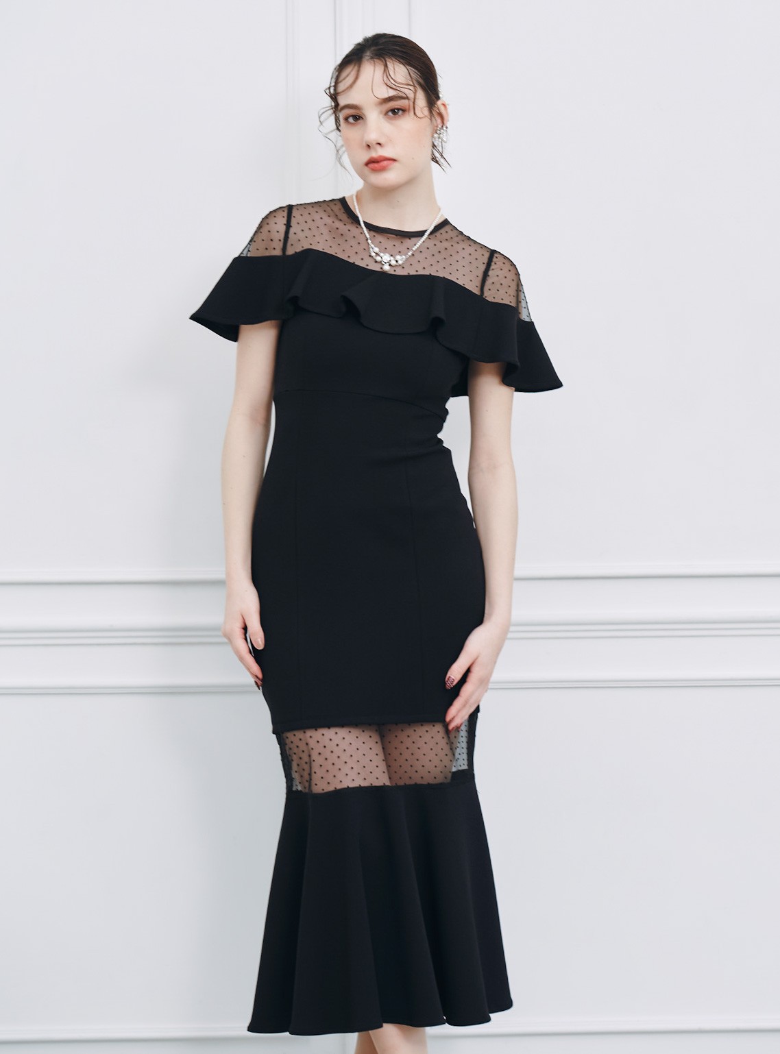 【SNIDEL】シアーデコルテマーメイドワンピース の画像4