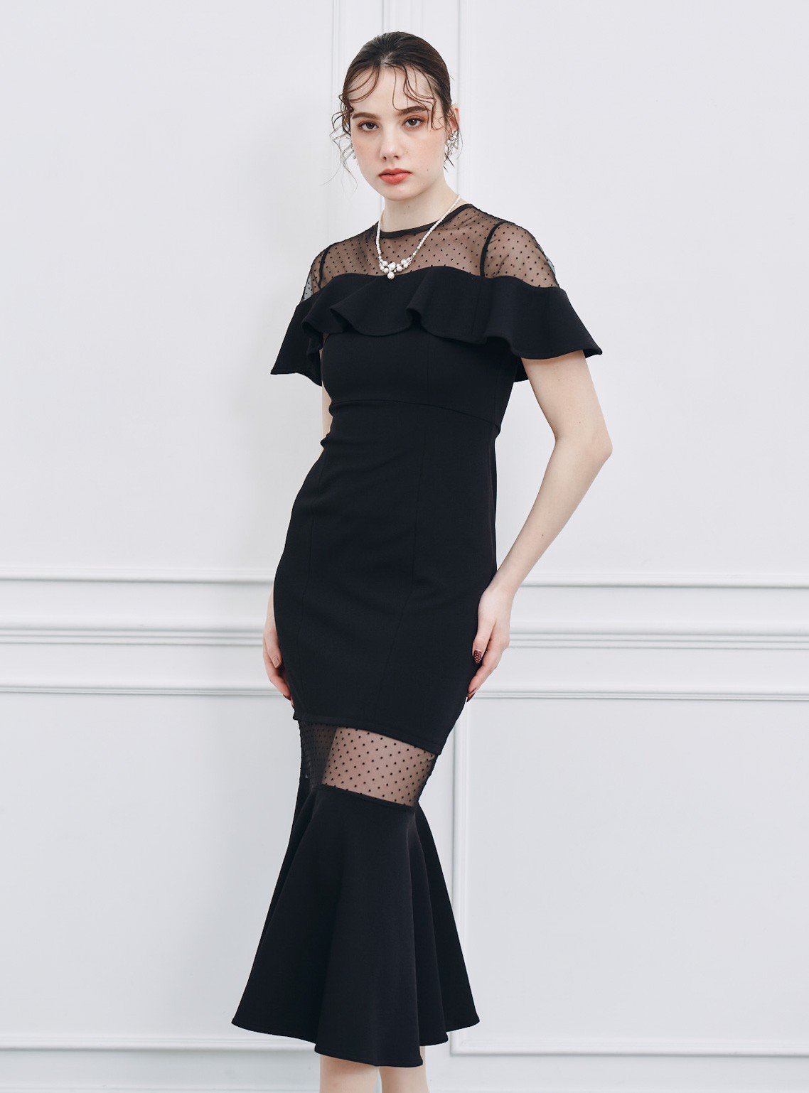 【SNIDEL】シアーデコルテマーメイドワンピース の画像5