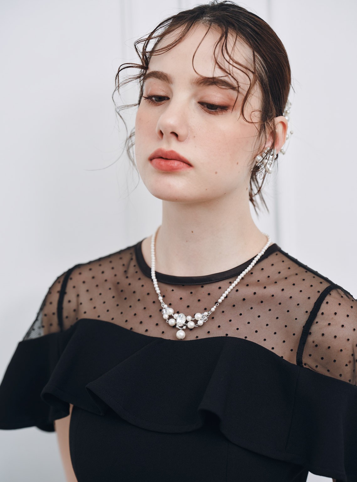 【SNIDEL】シアーデコルテマーメイドワンピース の画像6