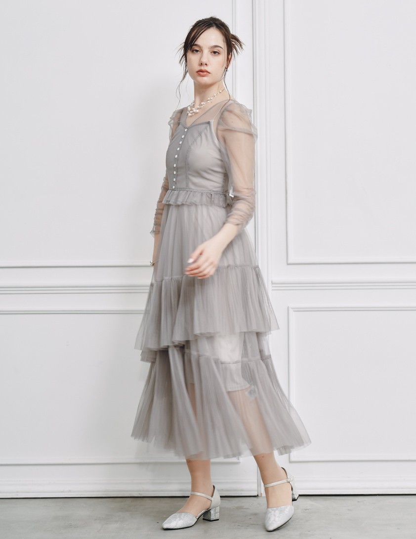 【SNIDEL】Sustainableティアードチュールワンピース の画像2
