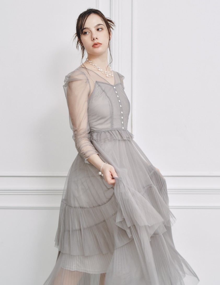 【SNIDEL】Sustainableティアードチュールワンピース の画像5
