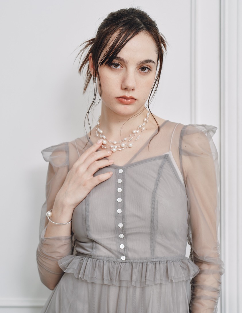 【SNIDEL】Sustainableティアードチュールワンピース の画像6