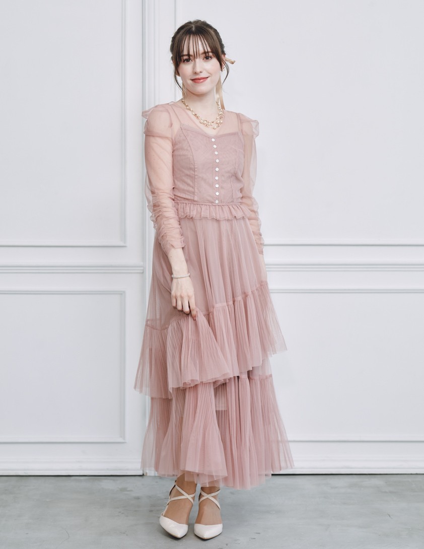 【SNIDEL】Sustainableティアードチュールワンピース の画像1