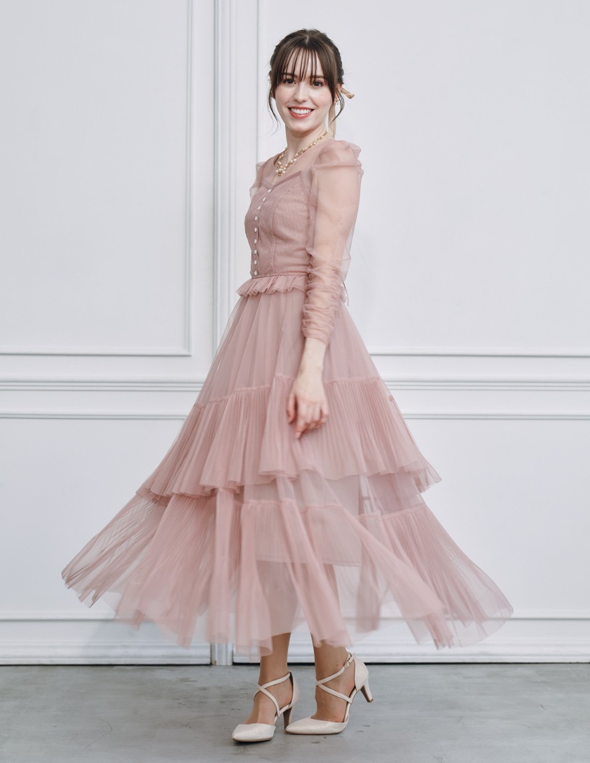 【SNIDEL】Sustainableティアードチュールワンピース の画像2