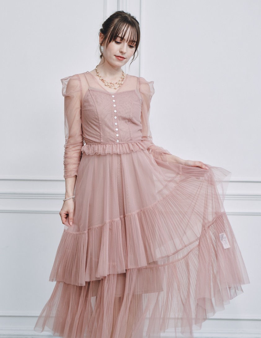 【SNIDEL】Sustainableティアードチュールワンピース の画像4