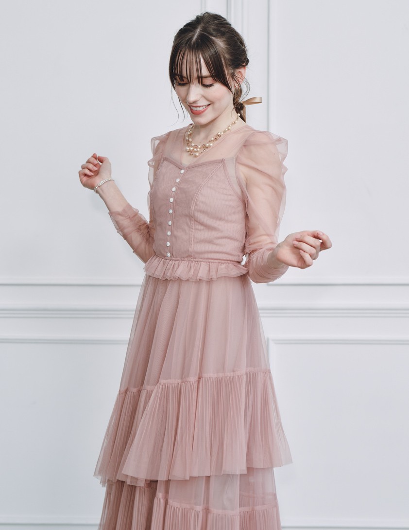 【SNIDEL】Sustainableティアードチュールワンピース の画像5