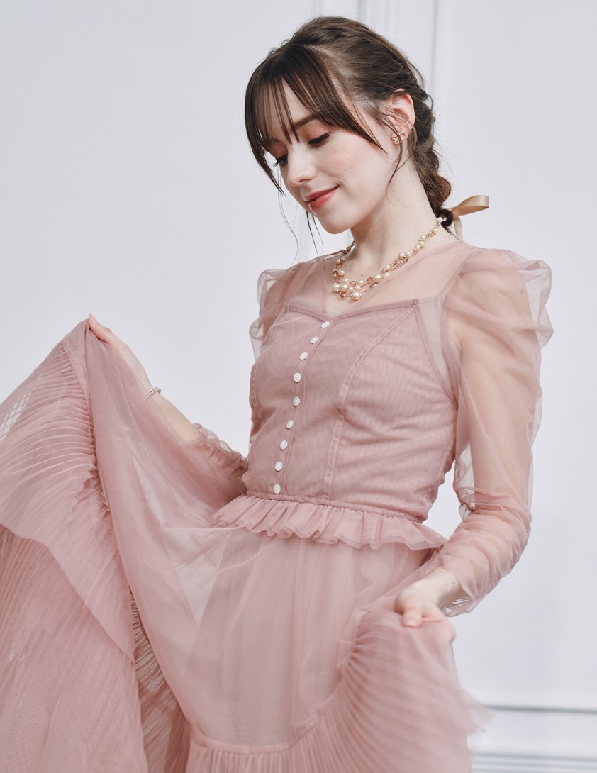 【SNIDEL】Sustainableティアードチュールワンピース の画像6