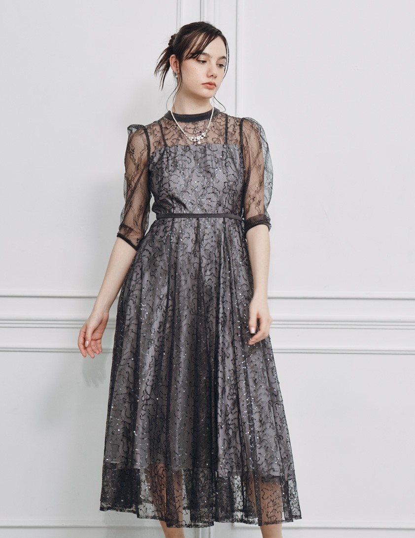 【SNIDEL】スパークルレースワンピース の画像3