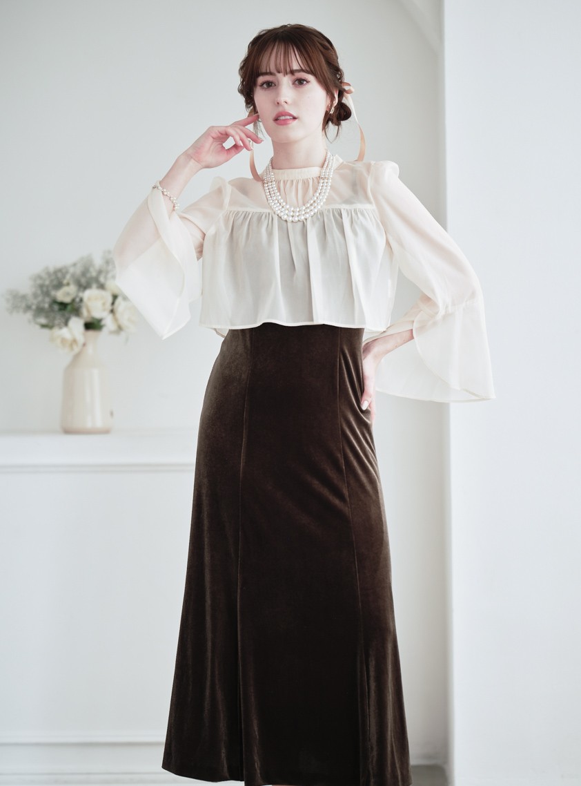 2wayシフォントップスベロアワンピース の画像4