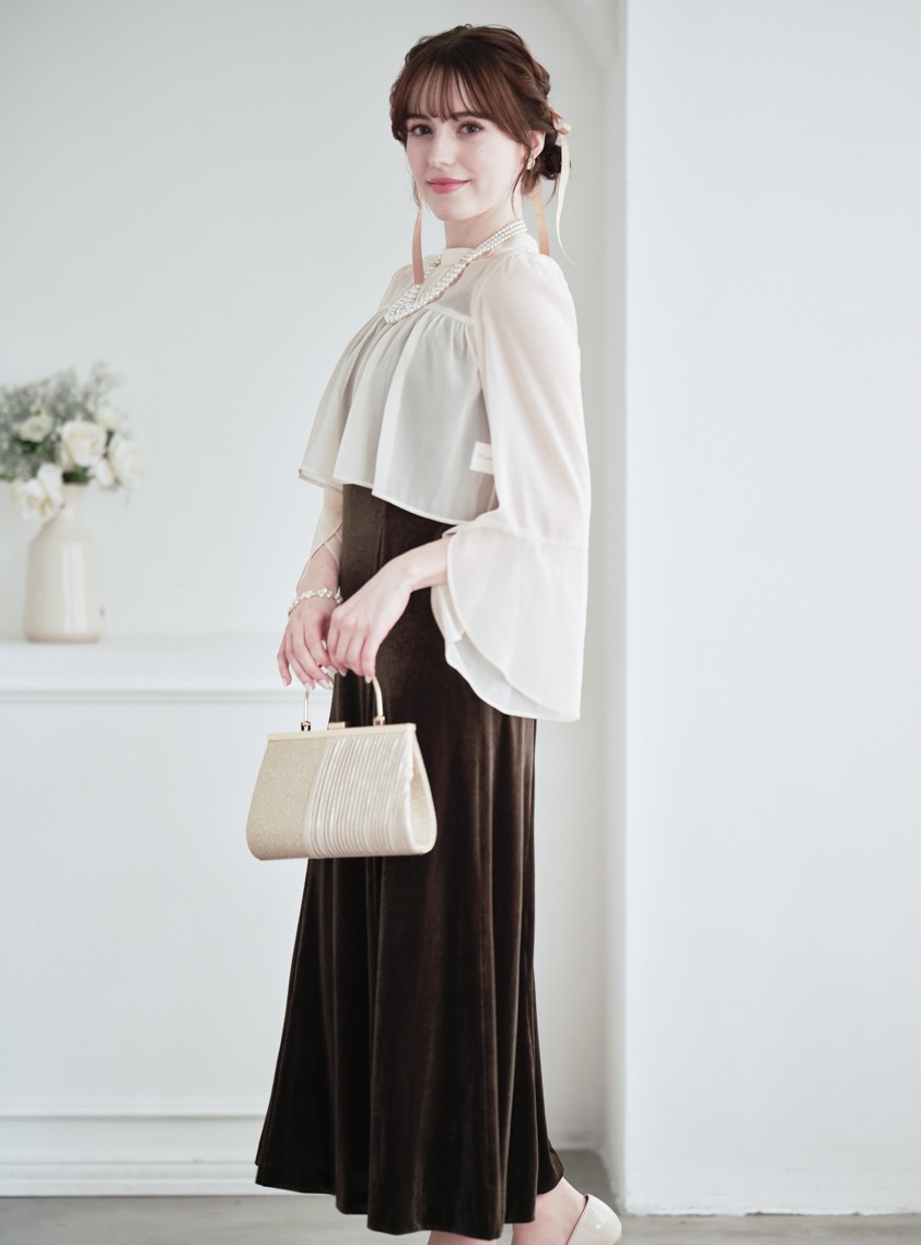 2wayシフォントップスベロアワンピース の画像5