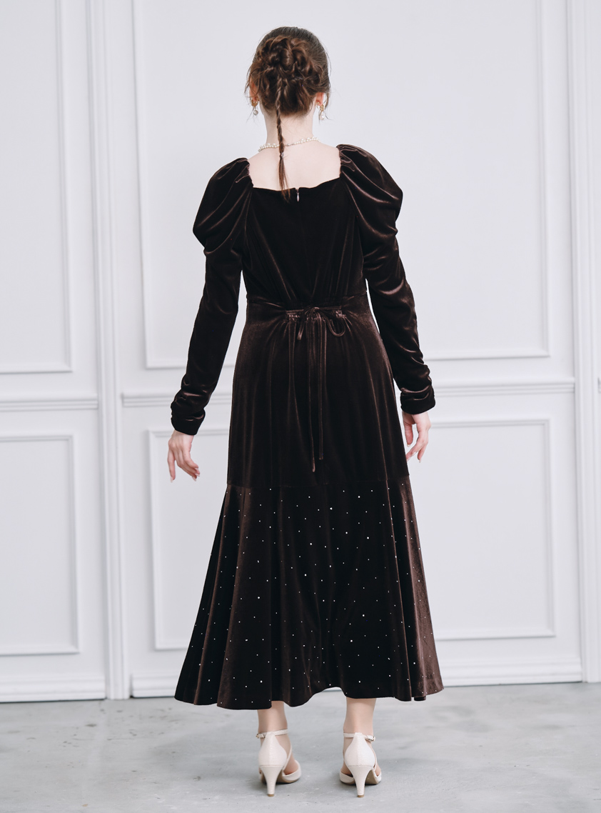 ストーン付プリンセスラインベロアワンピース の画像3