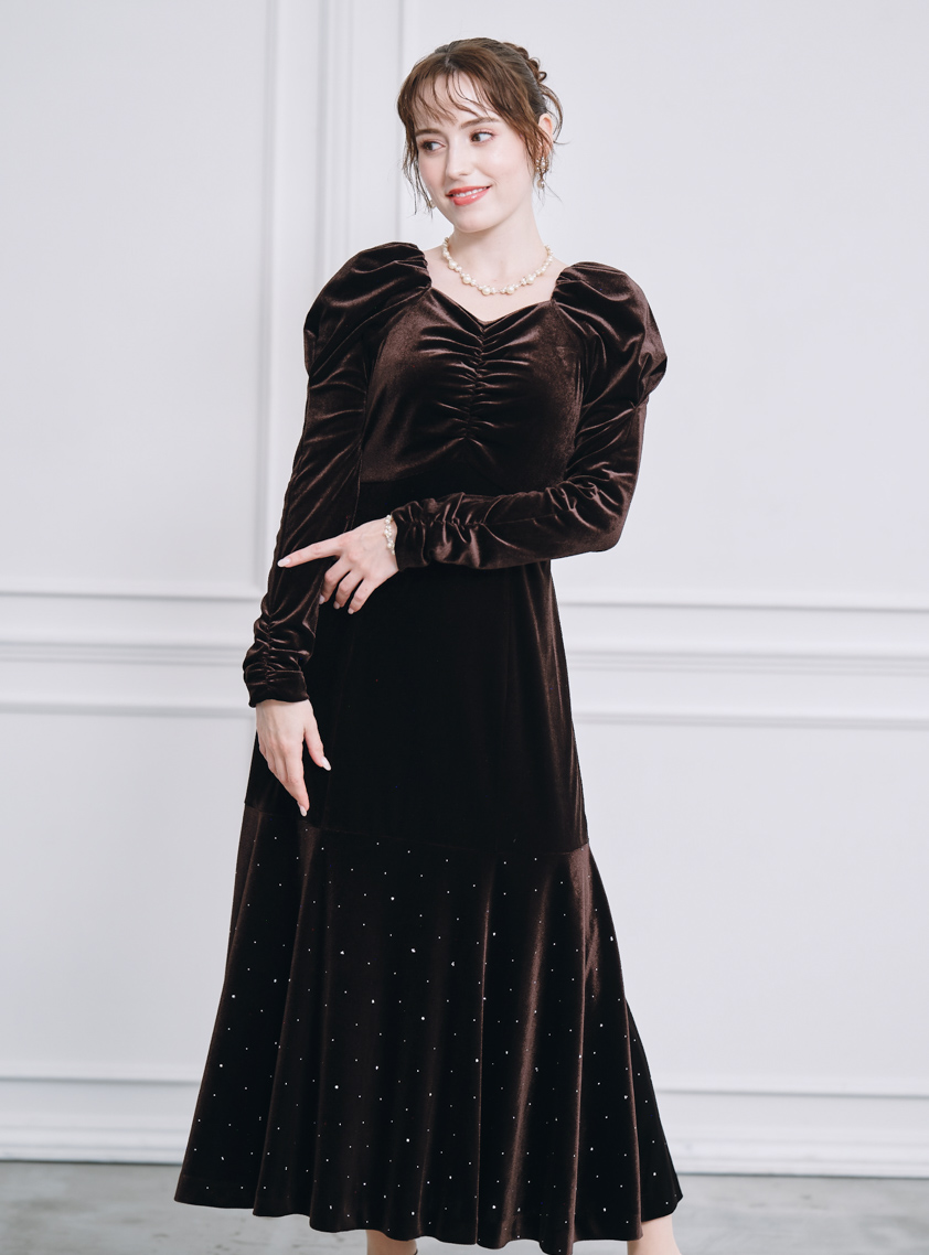 ストーン付プリンセスラインベロアワンピース の画像4