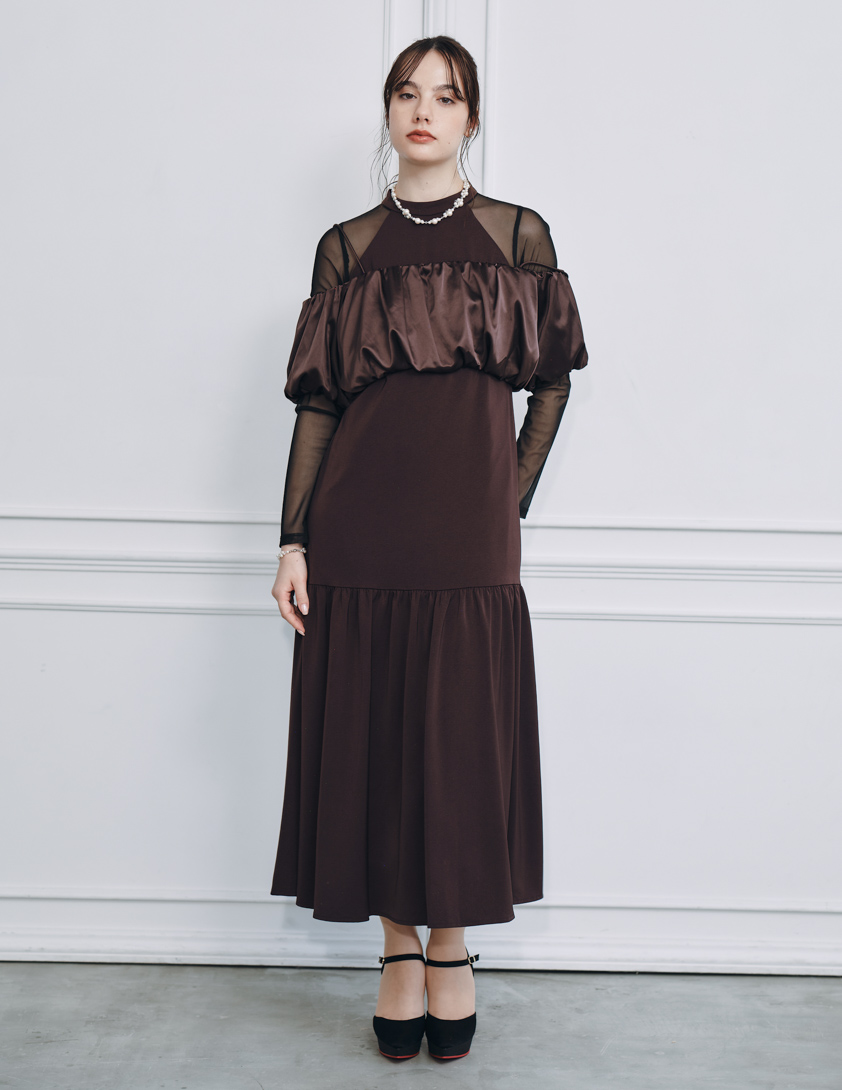 ビスチェ付きホルターネックワンピース の画像1