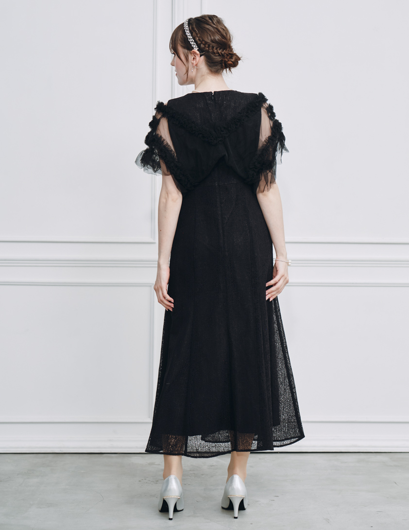 チュールボレロ付きモザイクレースワンピース の画像3