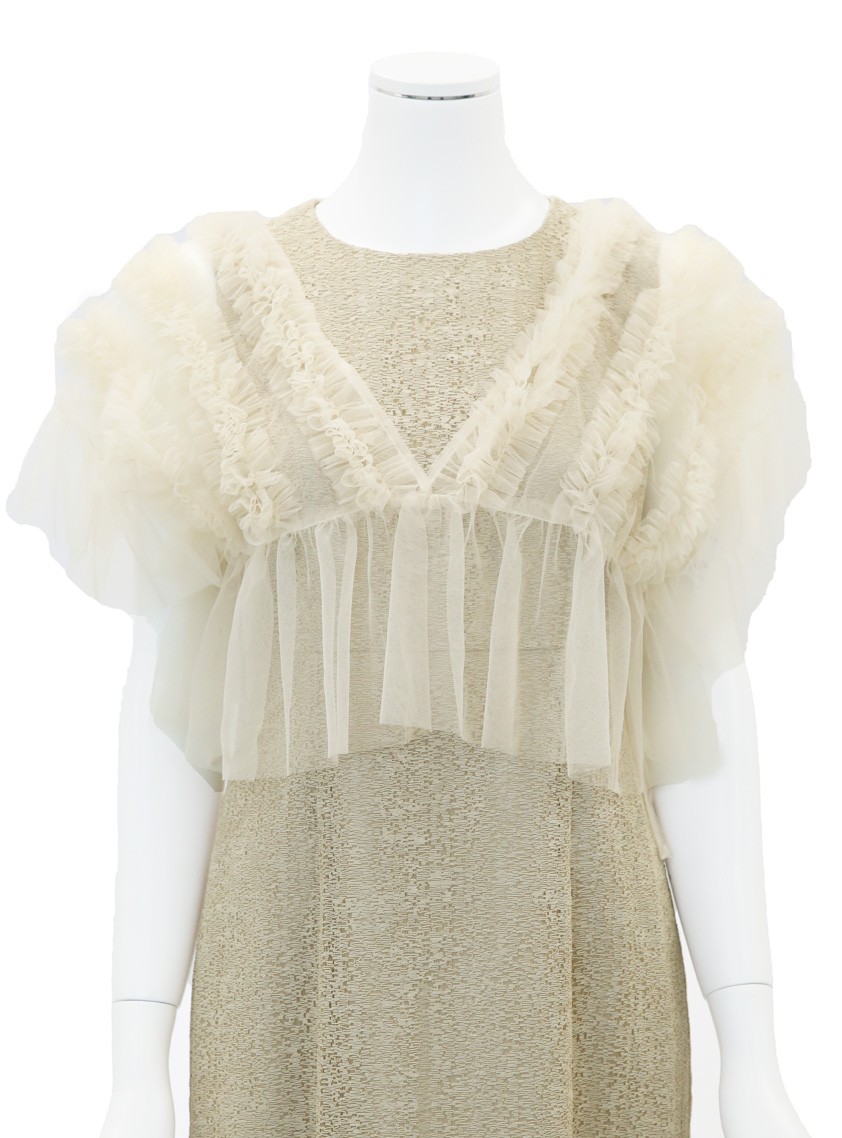 チュールボレロ付きモザイクレースワンピース の画像10