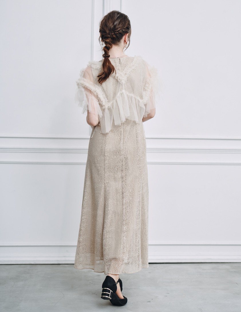 チュールボレロ付きモザイクレースワンピース の画像3