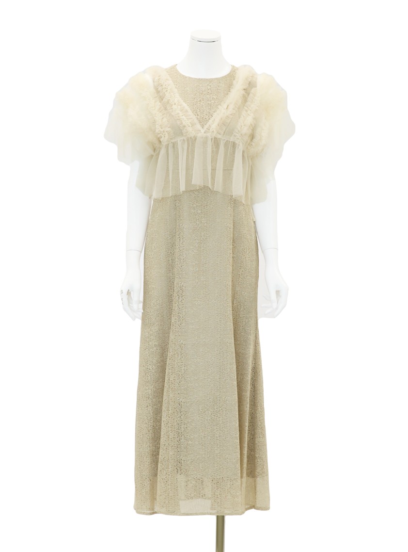 チュールボレロ付きモザイクレースワンピース の画像7