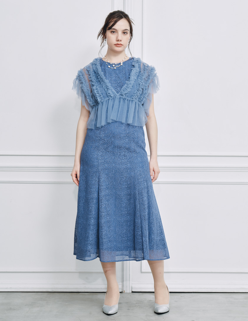 チュールボレロ付きモザイクレースワンピース の画像1