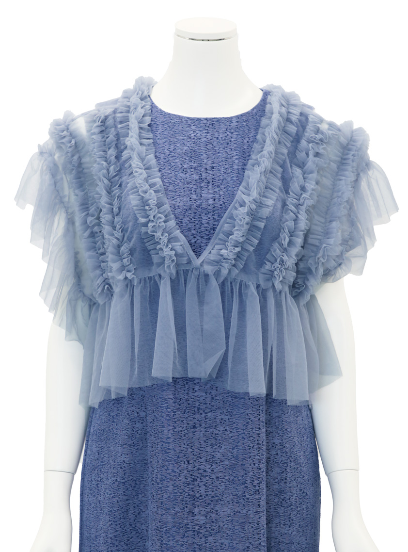 チュールボレロ付きモザイクレースワンピース の画像10