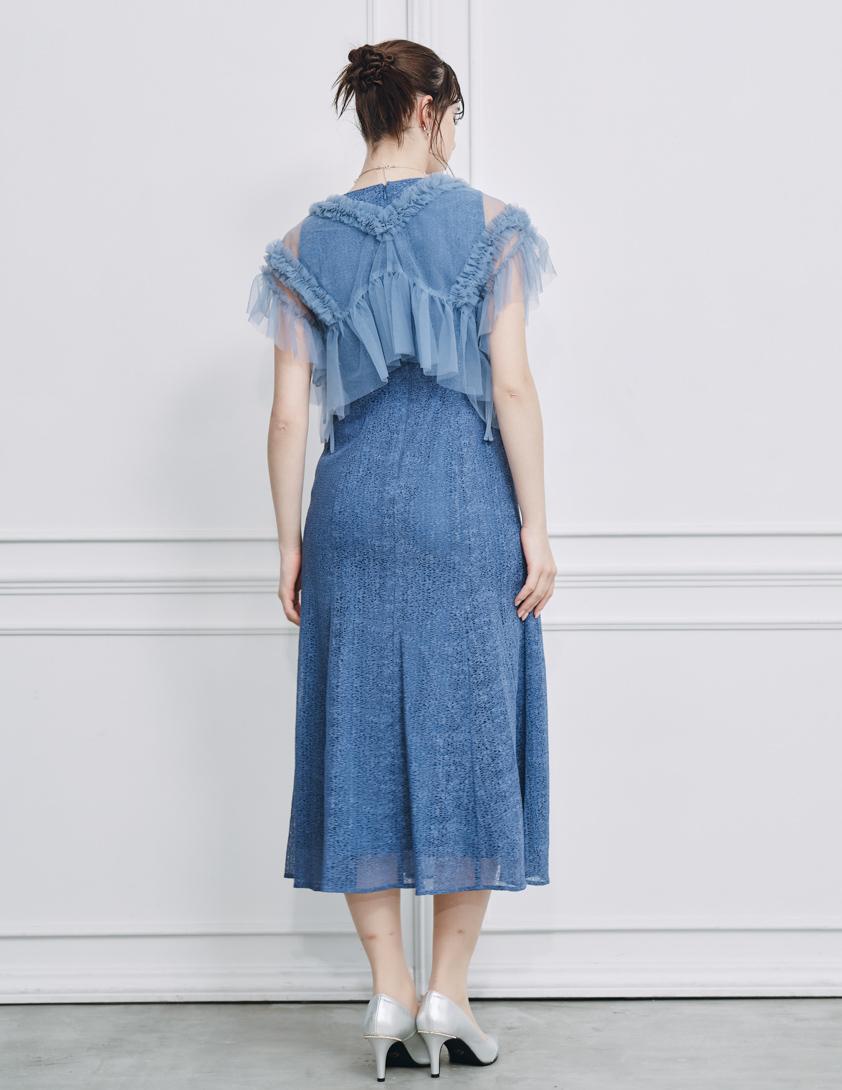 チュールボレロ付きモザイクレースワンピース の画像3