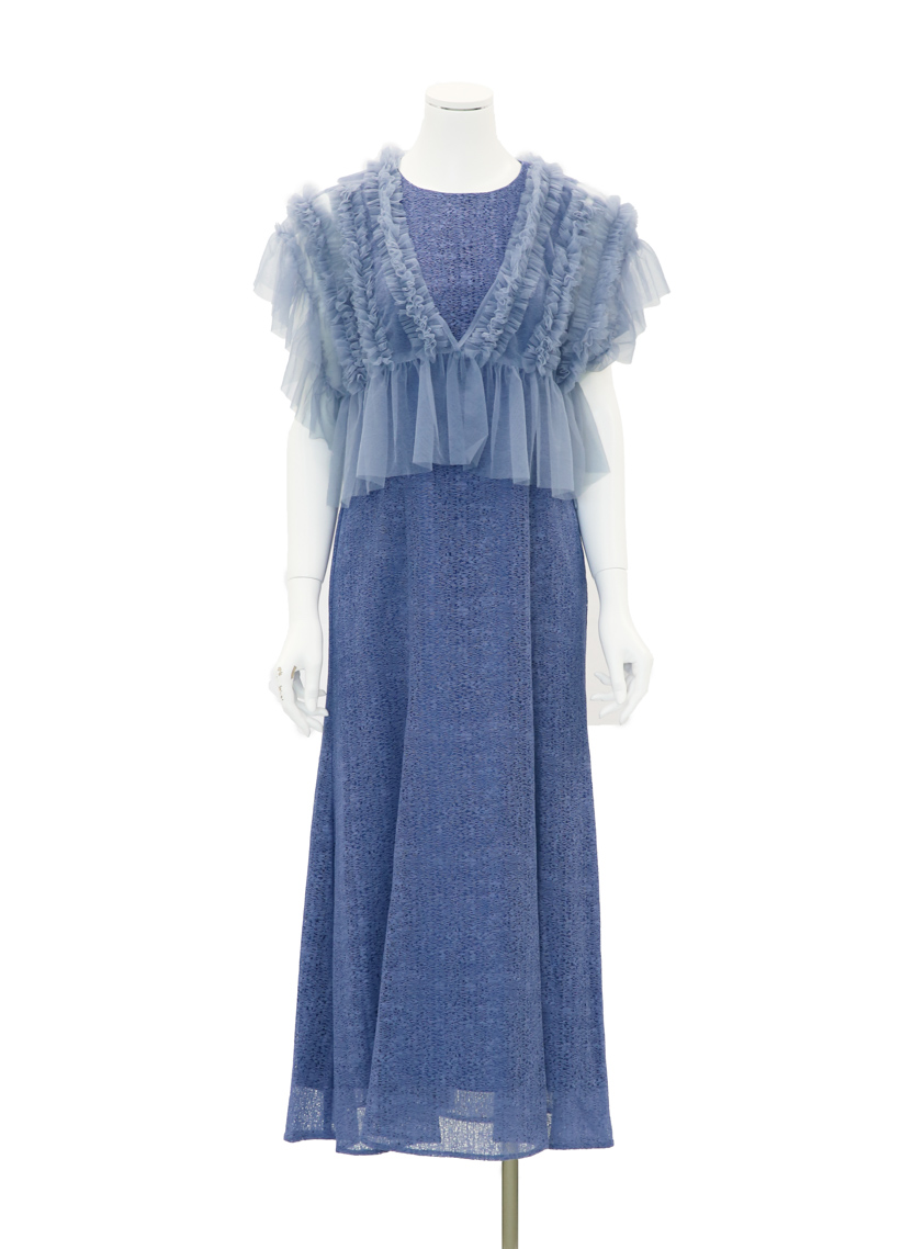 チュールボレロ付きモザイクレースワンピース の画像7