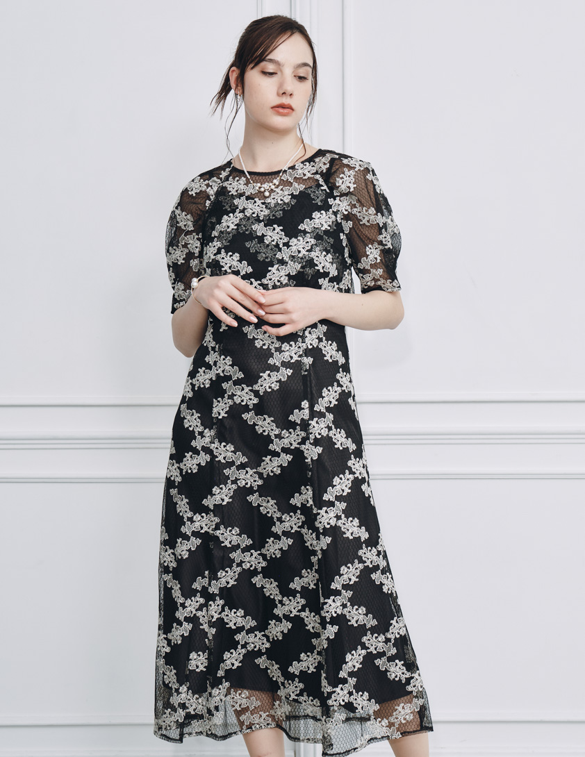 2wayハニカムチュールワンピース の画像4