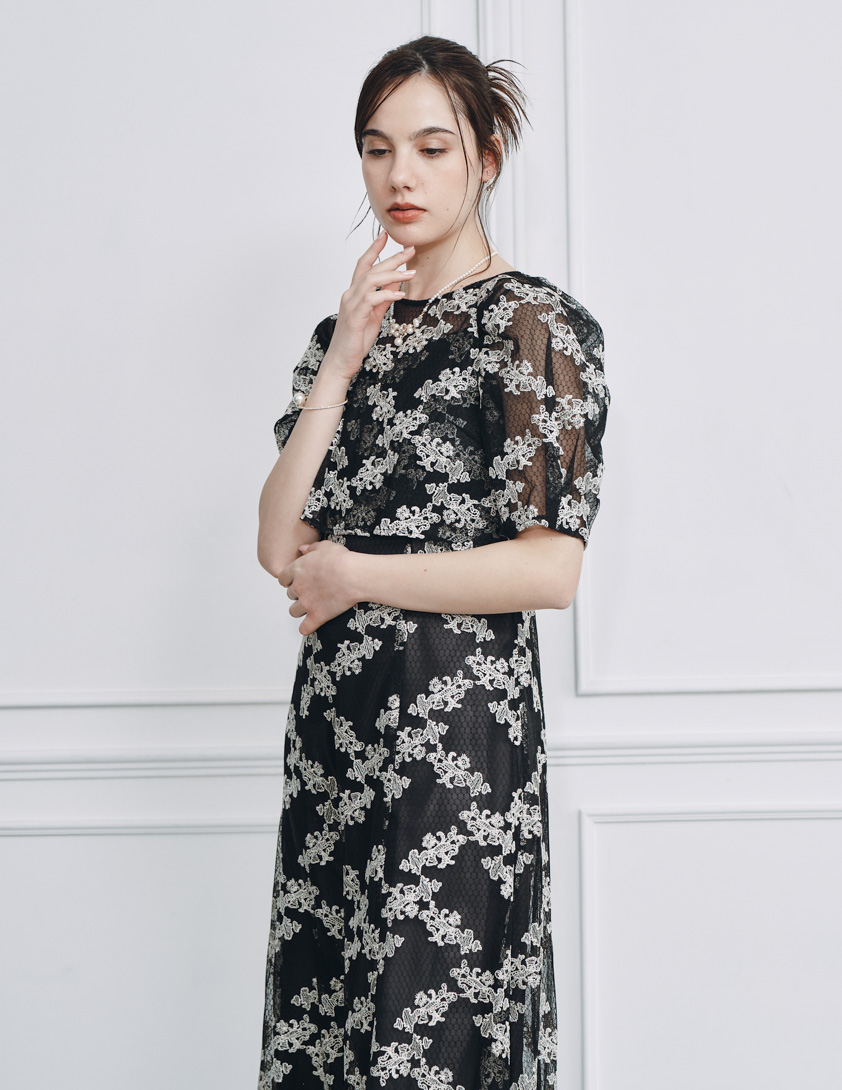 2wayハニカムチュールワンピース の画像5