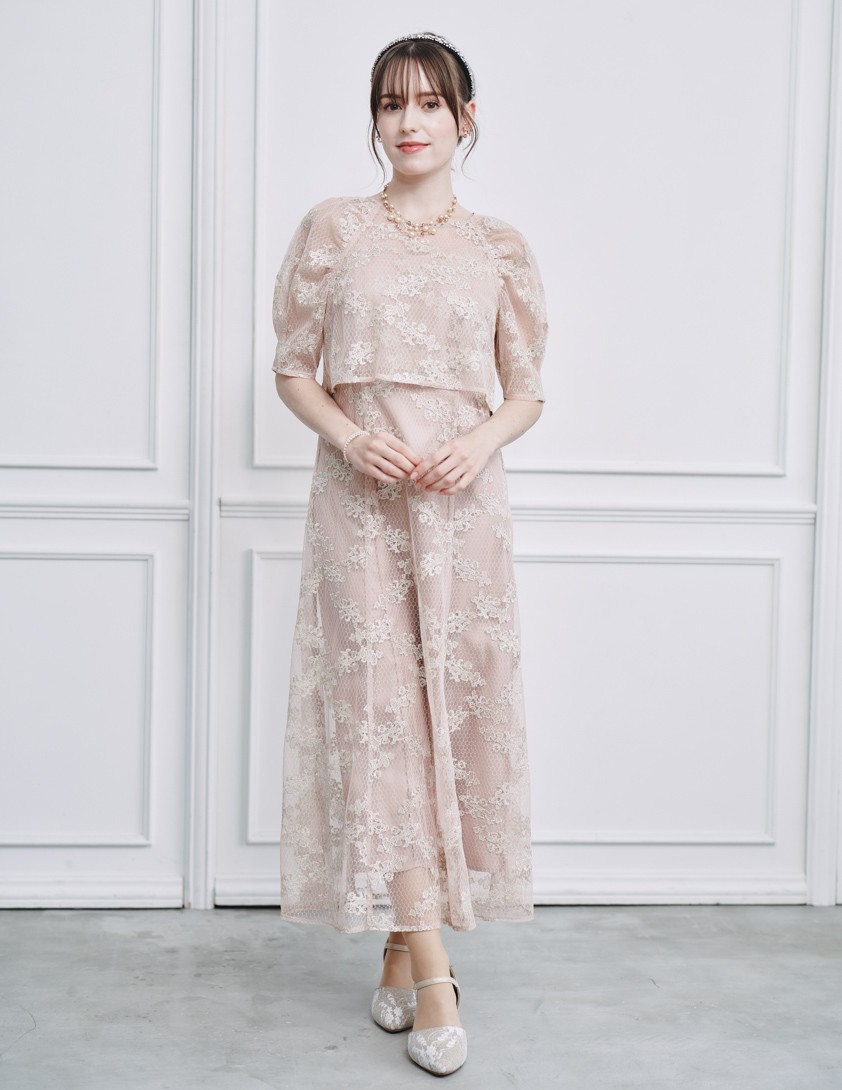 2wayハニカムチュールワンピース の画像1