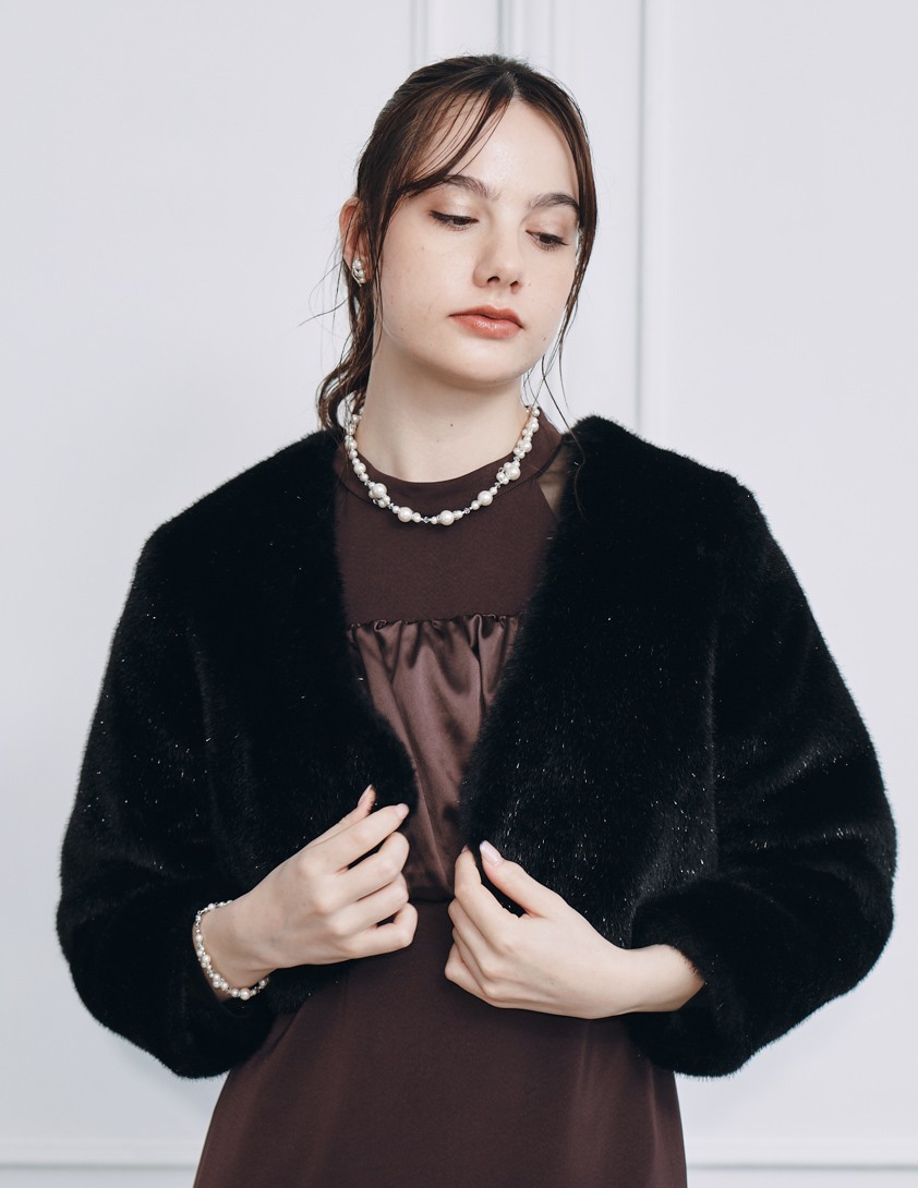 フィルムラメフェイクファージャケット の画像1