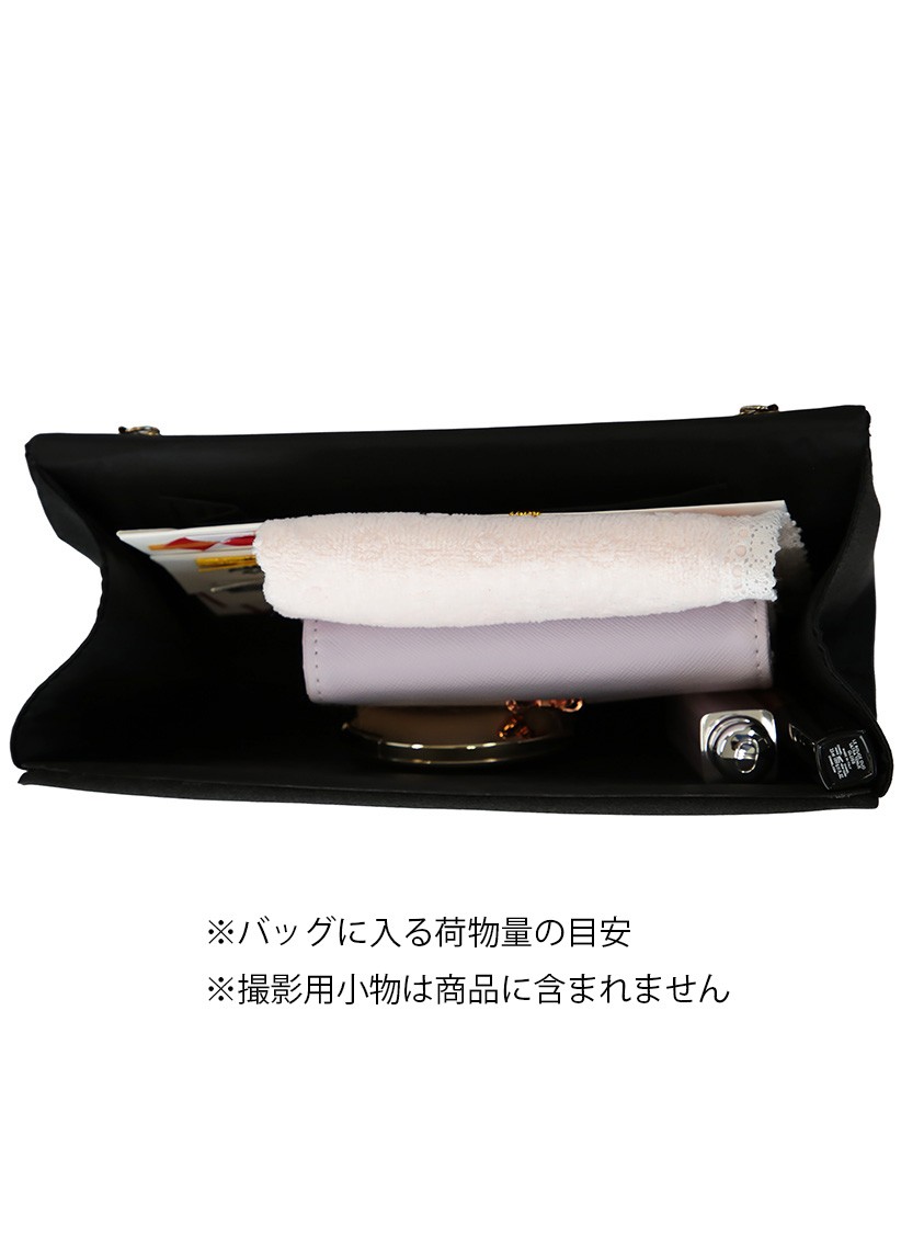 カーブフラップサテンプリーツクラッチバッグ の画像4