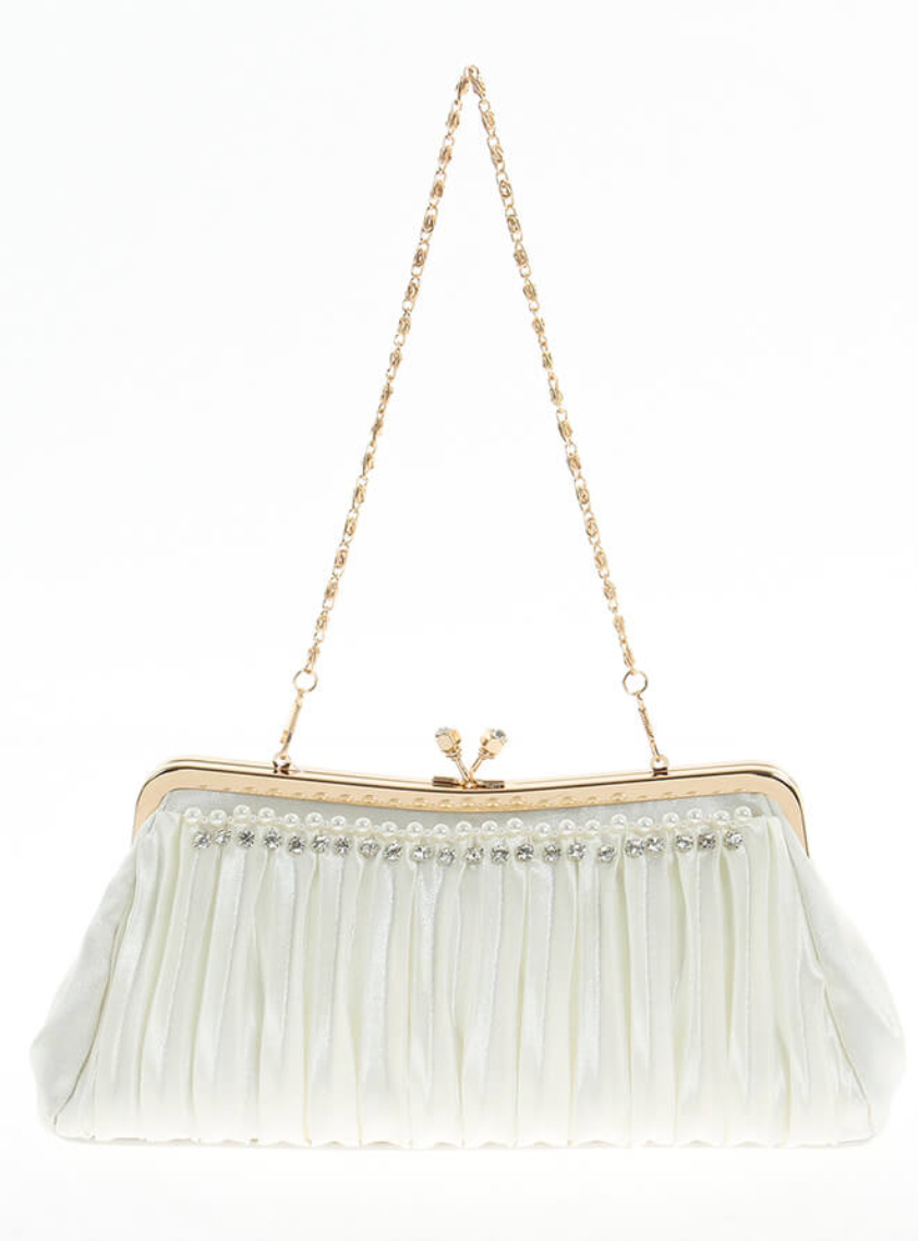 2WAYシャーリングサテンがま口クラッチバッグ の画像4