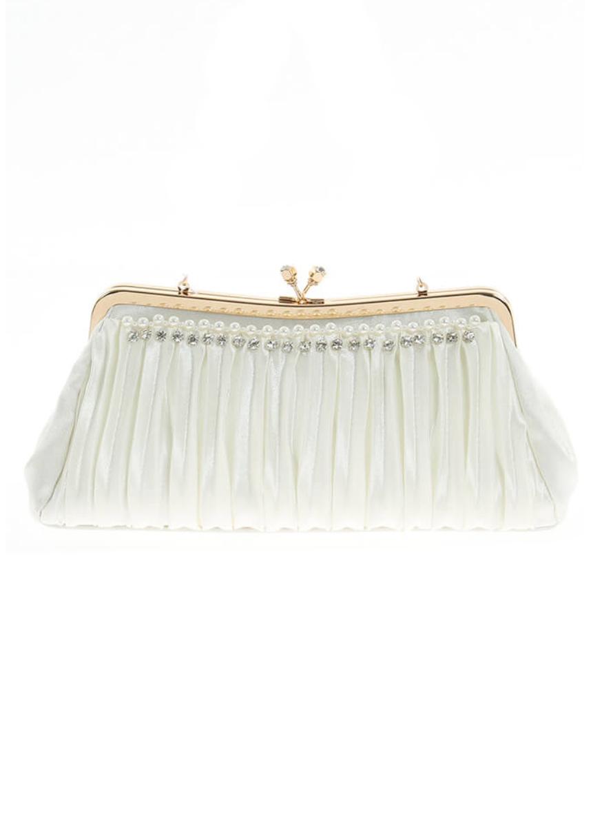 2WAYシャーリングサテンがま口クラッチバッグ の画像1