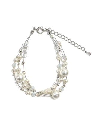 コットンパールビーズワイヤー 3連ブレスレット の画像2