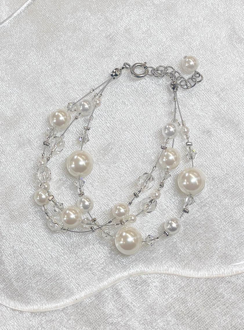 パールクリアビーズ3連ワイヤー の画像1