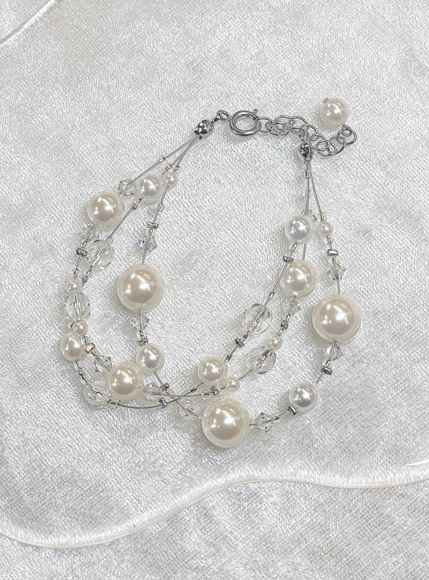 パールクリアビーズ3連ワイヤー の画像1